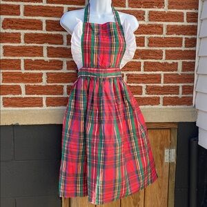 Vintage Apron - Plaid Pinafore With Ties Vintage - Made in USA